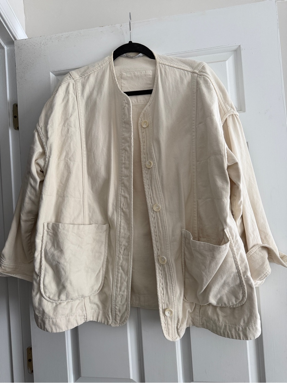 Zara Women's Cream Button-Front Utility Jacket